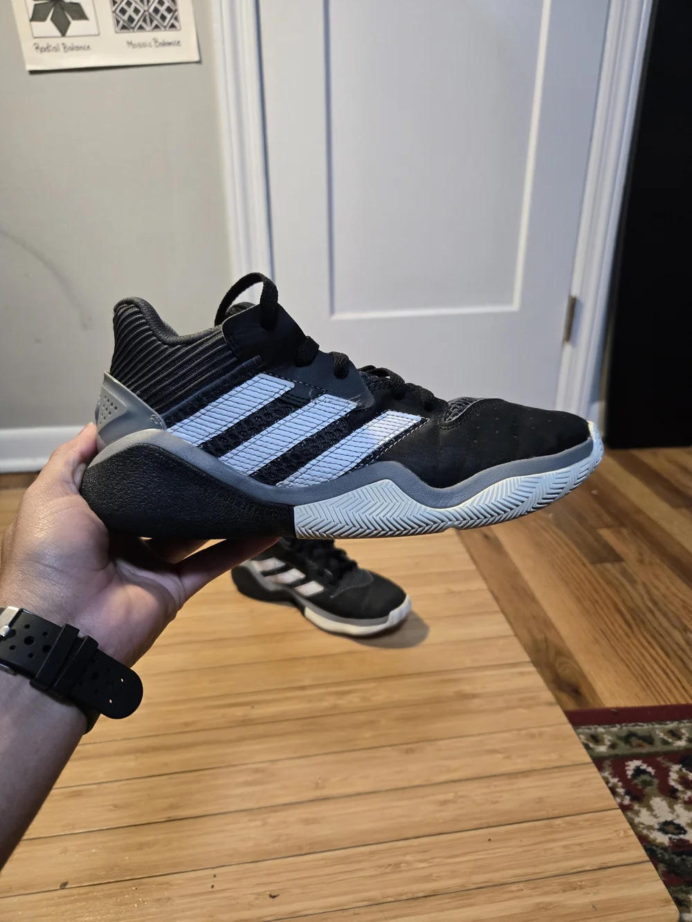 Adidas Kids Black and White Basketball Shoes